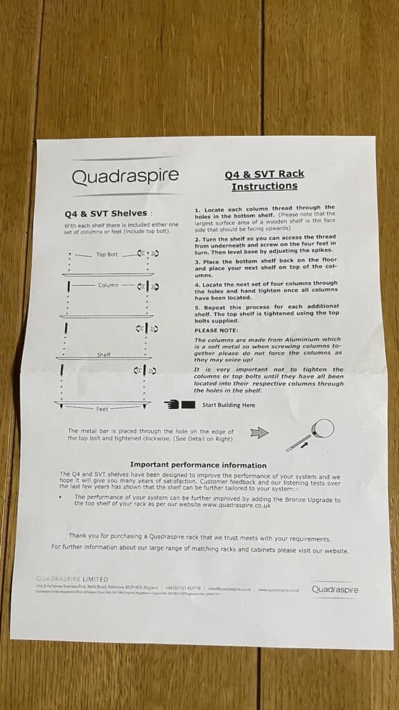 Quadraspire SV3T Performance הוראות