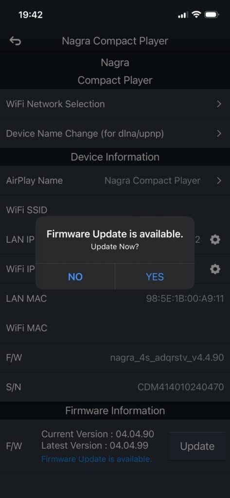 Nagra Compact Player
mConnect update